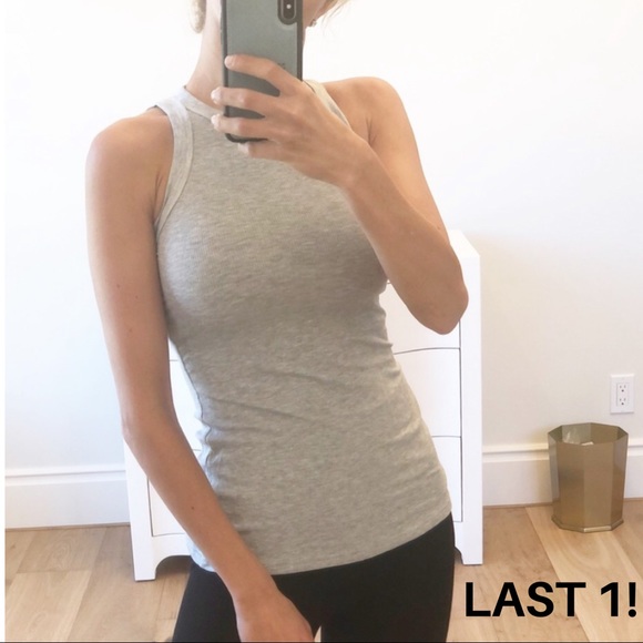 Looks by Lauren Tops - GALVESTON Gray Ribbed High Neck Tank